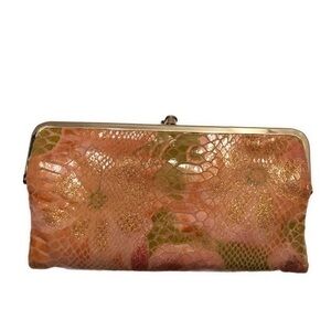 Hobo gold pink rather metallic floral wallet
